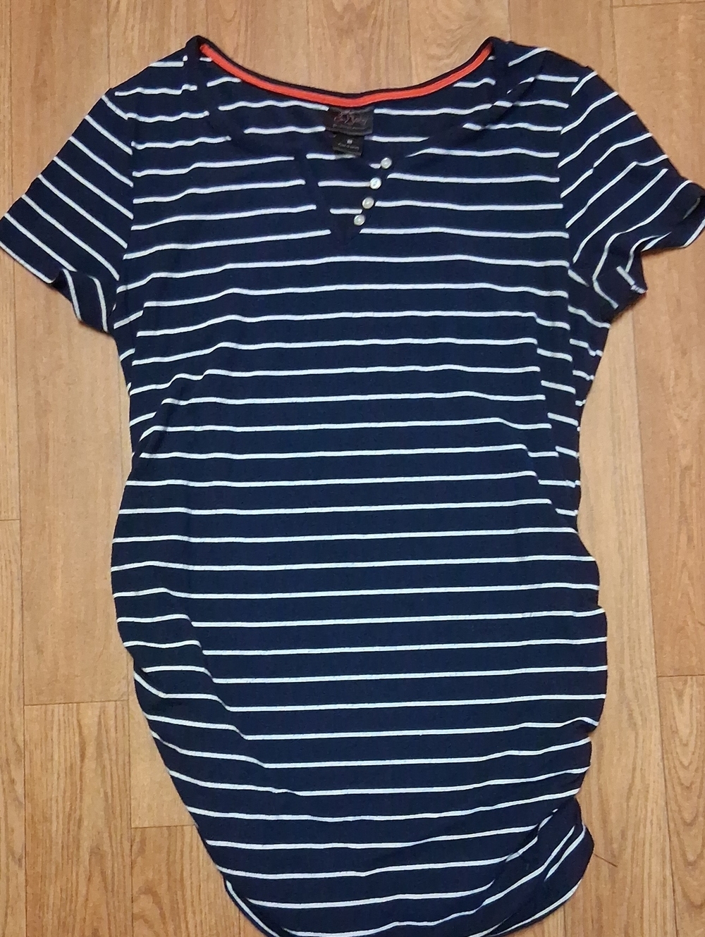 Striped Navy and White Short Sleeve Women's Maternity Tshirt Top